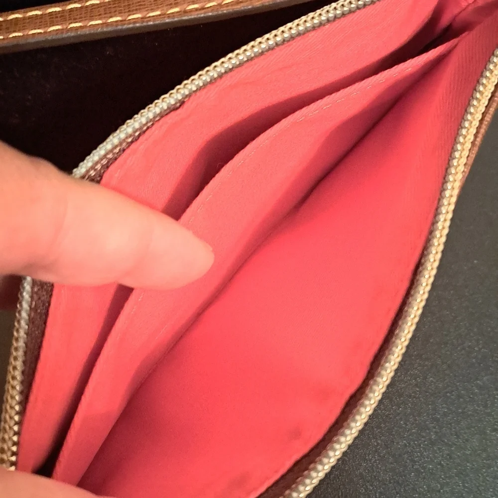 Dooney & Bourke Red and White Houndstooth Wristlet Good preloved condition.